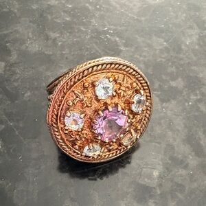 Vintage Elegant Gold and Purple Women's Ring